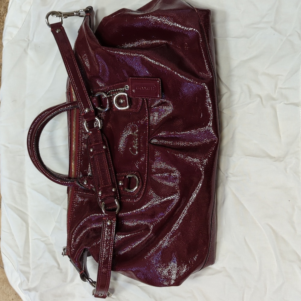 Coach Ashley red patent satchel